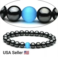 New 8mm Beads  Hematite Fashion Lava Stone Opal Bracelets Men Natural Obsidian