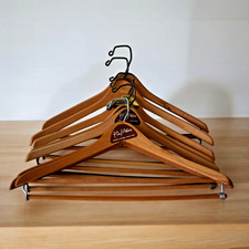 Lot of 8 Vintage Wooden Coat / Suit Hangers   Wood - Store Advertising   1950s