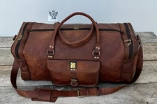   Leather Genuine Travel Bag Duffle Gym Men Vintage Luggage S Overnight Weekend 