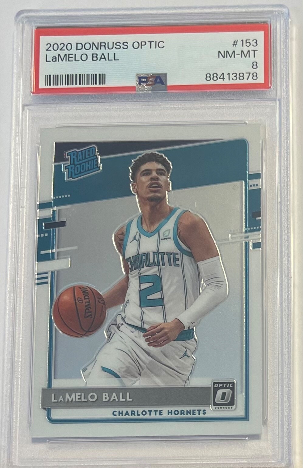 LaMelo Ball Rookie 2020 Panini Donruss Optic #153 PSA 8 Charlotte Hornets