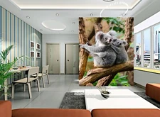 3D Gray Koala ZHUA10878 Wallpaper Wall Murals Removable Self-adhesive Ann 24