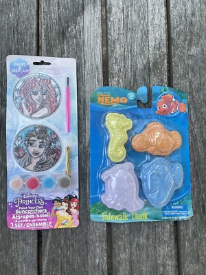 Lot Of 2 Disney Princess Paint Your Own Suncatchers Nemo Sidewalk Chalk Activity