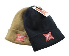 New Mad Engine Miller High Life Patch Knit Black Gold Cuff Beanies 2 Pack