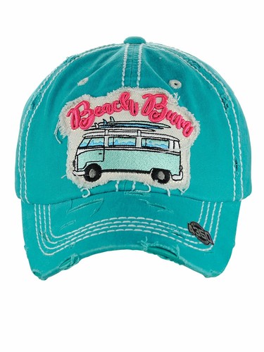 Ceci® Womens Baseball Cap 'Beach Bum' Distressed Vintage Embroidered Hat - Picture 23 of 25