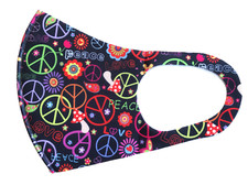 Reusable Face Mask-Lightweight Washable Stretch Fabric- Flowers Peace Symbols