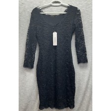 Woosea Black Lace Dress 3/4 lace sleeves Knee length Small