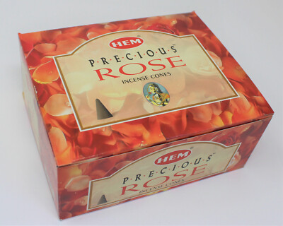 Precious Rose Incense Cones: Lot 12 Packs of 10 Cones, 120 Total HEM BRAND