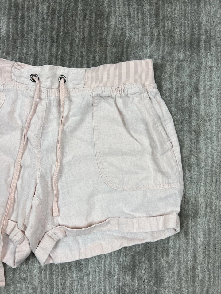 Per Se Shorts Womens Medium Pink Mid Rise Linen Blend Cuffed - Image 2 of 4