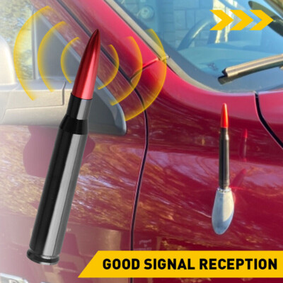 Red Stubby Bullet Antenna 50 Caliber Radio For Ford F150 F250 F350 RAM 1500 2500