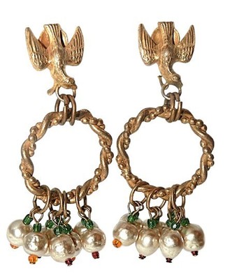 1940s Vintage MIRIAM HASKELL Bird Cha Cha Earrings