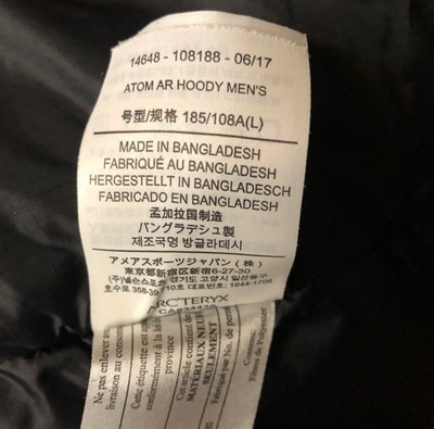 ARC'TERYX ATOM AR HOODY L black L Size Used Clothing Japan | eBay