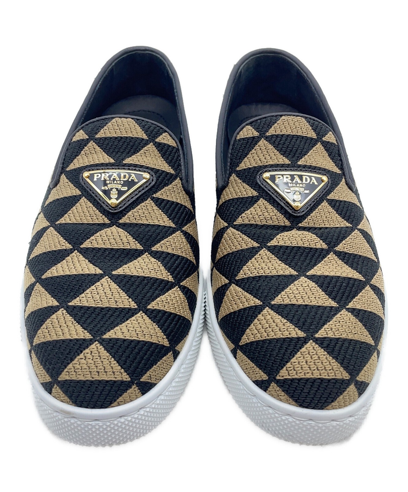 PRADA Flat Shoes Women's Size 35 Beige Cloth image 2
