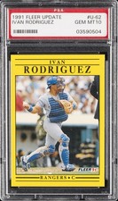 1991 FLEER UPDATE #U-62 IVAN RODRIGUEZ ROOKIE RC PSA 10