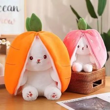 25cm Strawberry Bunny Carrot Bunny Plush Toy Fruit Transform Doll Kids Gift
