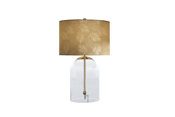 Tischlampe Glas Stoff 47 Cm In Gold FüR E27 Retro Tischleuchte Beistelllampe-image