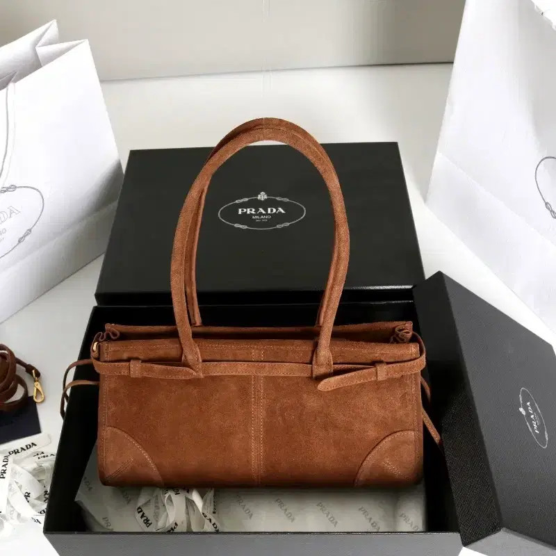 Prada Suede Tote Bag with Detachable Strap thumbnail 4
