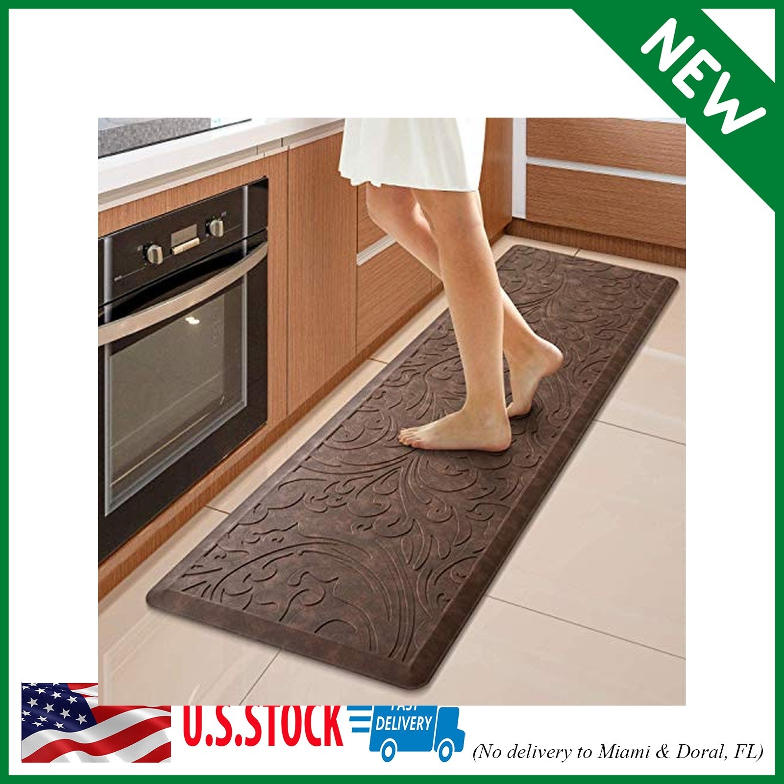 Kitchen Mat Cushioned Anti-Fatigue Waterproof Non-Slip Standing Mat Ergonomic Co