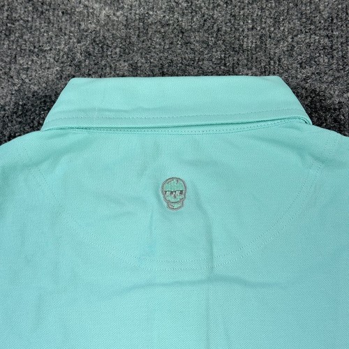 SWAG Golf Polo Shirt Men's Large Aqua Blue Skull Logo Don't Give A Putt NWT - Picture 8 of 10