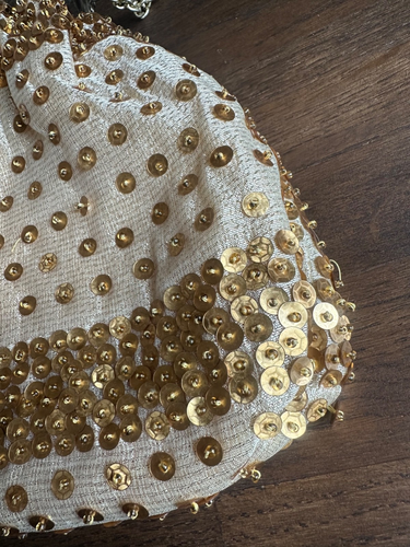 60's/70's Gold Lurex Vintage Sequin Metal Chain Ladies Retro Boho Bag - Picture 10 of 12