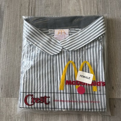 Vintage 1986 McDonald s XXXL Female Gray White Stripes Uniform Crest Salem, VA