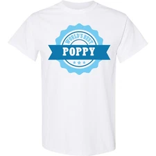 Inktastic Grandparents Day Worlds Best Poppy T-Shirt Grandpa Badge Banner Blue