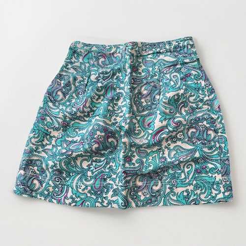Ann Taylor Loft Size 6 Skirt Paisley Print Teal Fuchsia Pleated Linen Blend - Bild 4 von 4
