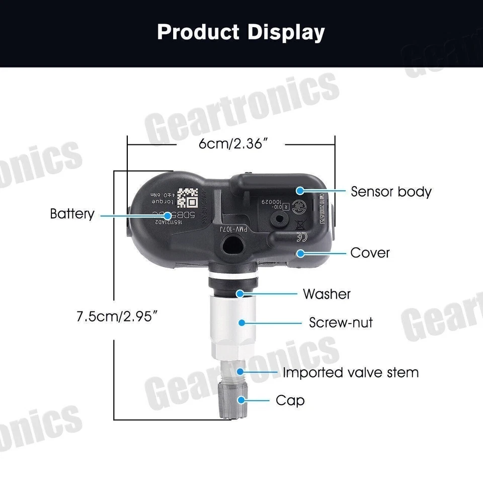Sensor de presión de neumáticos TPMS 4260733021 4 piezas compatible con Toyota Scion Lexus PMV-107J Foto 4 de 4