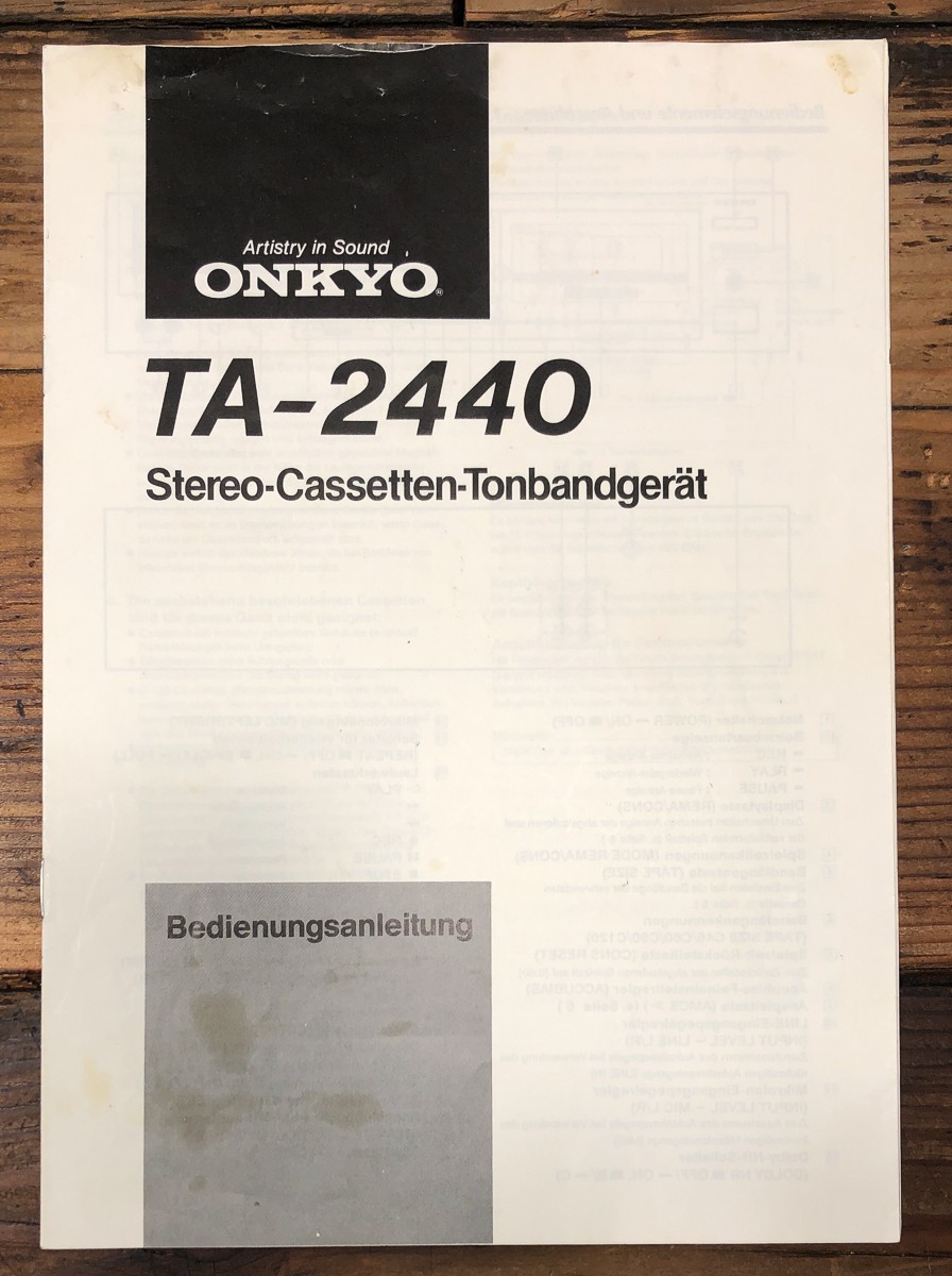 Onkyo TA-2440 Cassette *German* Owners / User Manual *Original*