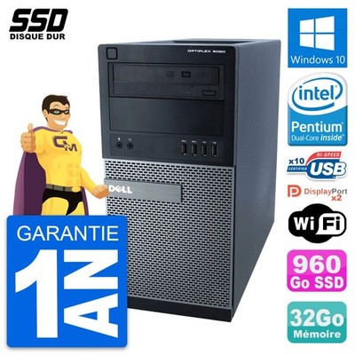PC Tour Dell OptiPlex 9020 Intel Pentium G3220 RAM 32Go SSD 960Go Windows 10 Wif