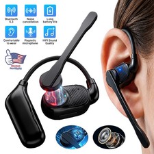 Wireless Trucker Earpiece Bluetooth 6.3 Headset Dual Mic Noise Cancelling Earbud