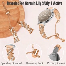 Heart Diamond Jewelry Bracelet for Garmin Lily 2 & Lily 2 Active Strap