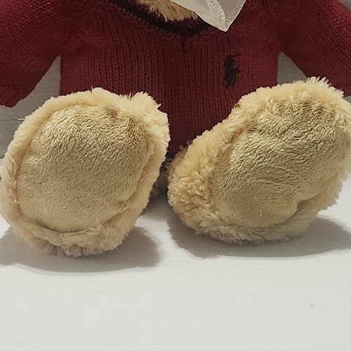 Vintage Ralph Lauren Polo Teddybär Paris 15 Zoll roter Plüsch-Strickpullover kariert Fliege  - Bild 5 von 10
