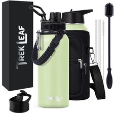 Trek Leaf 32oz Stainless Steel Insulated Water Bottle Leak Proof Vacuum