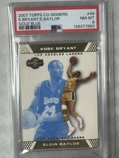 /89 PSA - 2007-08 Topps Co-Signers  -  Kobe Bryant, Elgin Baylor #49 Gold Blue
