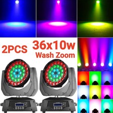 2PCS 36X10W RGBW LED Wash Zoom Moving Head Light DMX Strobe Stage Lighting Show