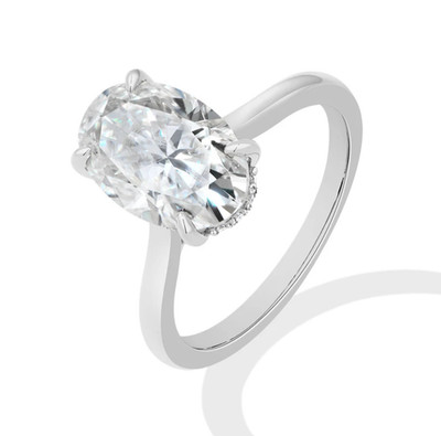 Laborgefertigter Diamant 4,5 kt Ovalschliff Testpass VVS1/D 18 K Gold Verlobungsring
