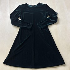 Vintage Teddi Evening Dress Womens Large Green Long Sleeve Velvet ALine Cocktail