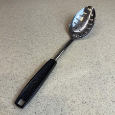 Vintage EKCO Slotted Spoon Chromium Plated Black Handle USA Kitchen Utensil