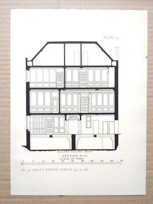 Section of 34 Great Tower Street, Tower Hill, London - Antique Print - 1934