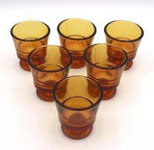 Vintage French Amber Stemmed Moulded Shot Glasses Duralex, pre 1970s