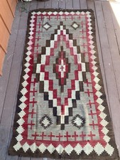 Vintage Navajo Rug Large Red Brown 99" X 47"