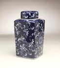 AA Importing 59948 12 Inch Square Blue & White Jar