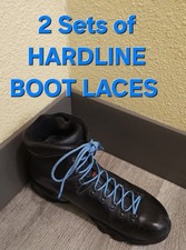 2 x Blue Waxed Paracord WORK and SKATE BOOT Laces, Heavy Duty Laces With GRIP