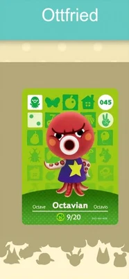 MARKENLOS Animal Crossing Amiibo Nfc Karte weiß #045 Ottfried / Octavian