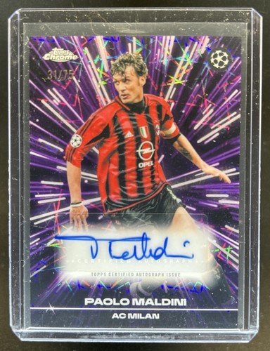 2025-26 Topps Chrome Paolo Maldini Black Lazer Auto Black/Purple Refractor #/75