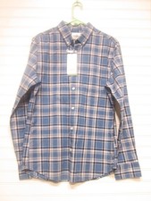 Goodfellow Blue/White Plaid Slim Fit Long Sleeve Shirt Size M NWT