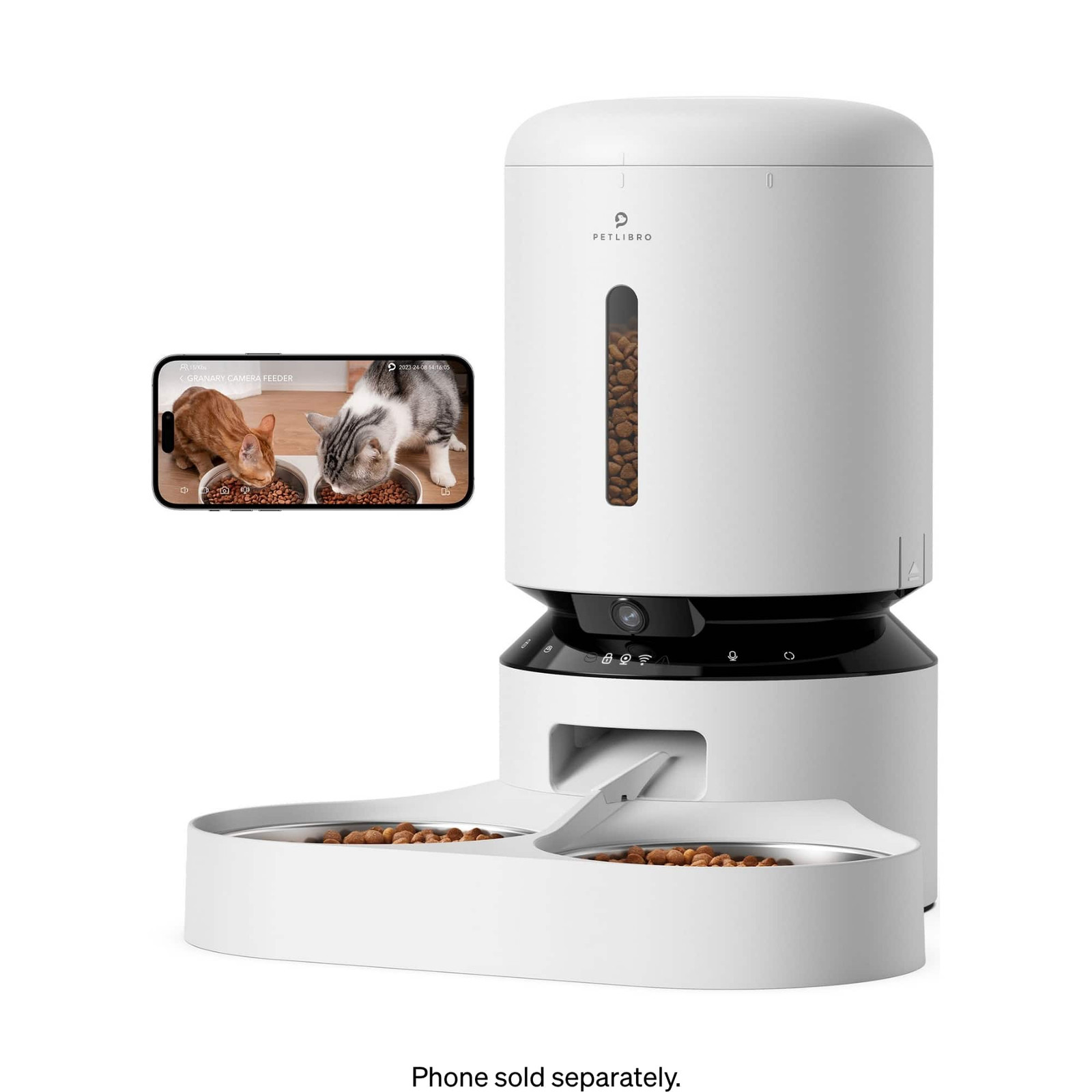 PETLIBRO - Зернохранилище WiFi, Стальной двойной лоток для корма объемом 5 л, Автоматический для собак и ок...