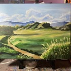 Original Acrylic Painting Summer Valley Landscape Signed Art