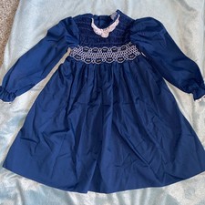 VTG Polly Flinders Hand Smocked Embroidered Dress Long Sleeve sz 5