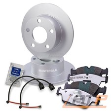 BREMSKLÖTZE +WARNKONTAKT + SCHEIBEN VOLL Ø 258 HINTEN FÜR BMW 3-ER E30 316-325